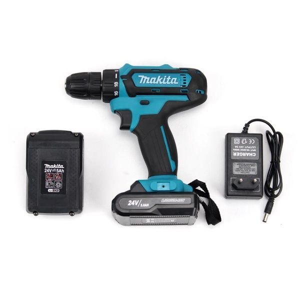 Шуруповерт Makita 550 DWE (24V, 5.0 АН) Акумуляторний шуруповерт Макіта, дриль шуруповерт 550 DWE с набором фото