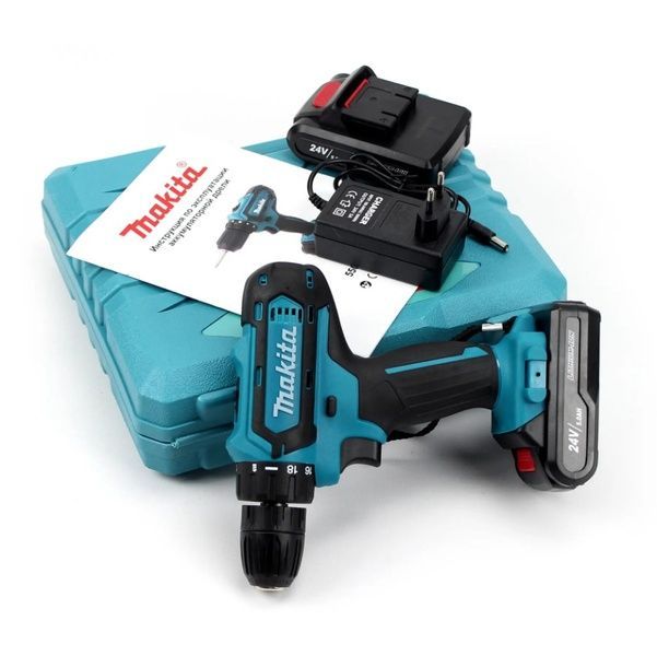 Шуруповерт Makita 550 DWE (24V, 5.0 АН) Акумуляторний шуруповерт Макіта, дриль шуруповерт 550 DWE с набором фото