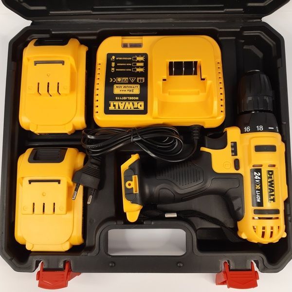Шуруповерт dewalt dcd791 (24v, 4.0Ah) с набором инструментов. аккумуляторный дрель-шуруповерт девольт 55 фото