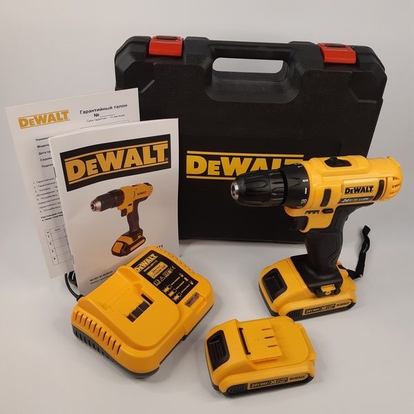 Шуруповерт dewalt dcd791 (24v, 4.0Ah) с набором инструментов. аккумуляторный дрель-шуруповерт девольт 55 фото