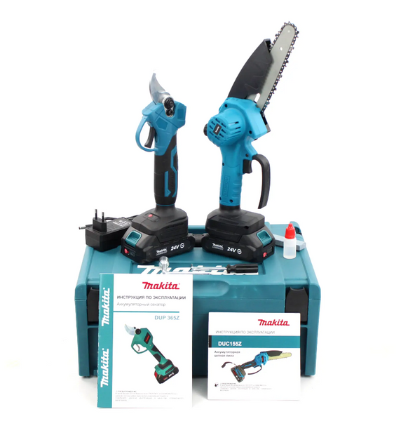 Аккумуляторный набор 2в1 Makita 24V (секатор DUP365Z + пила DUC155Z) Набор 2в1 Макита 09876382 фото