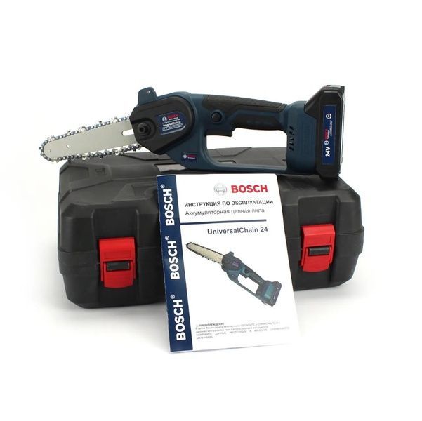 Аккумуляторная мини-пила Bosch UniversalChain 24 (24V, 4Аh) АКБ веткорез Бош / Шина 15см Bosch UniversalChain фото