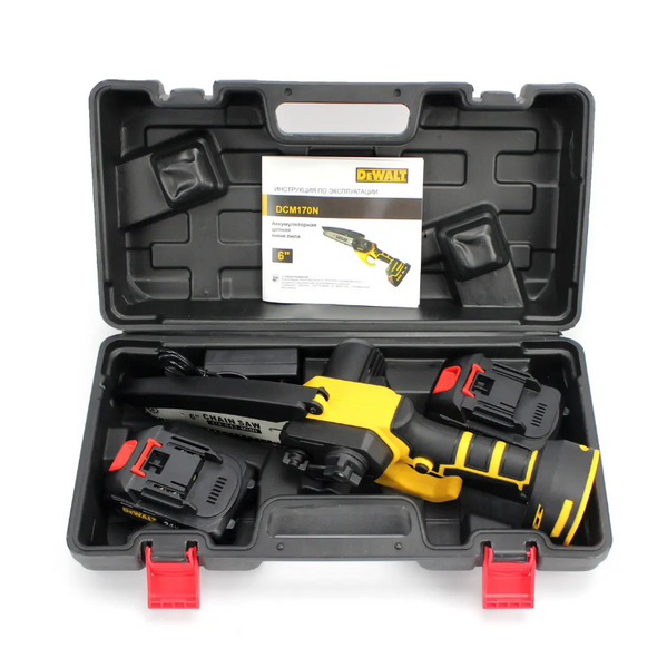 Аккумуляторная мини пила DeWalt DCM170N (24V, 5AH, шина 15 см) с бесключевой натяжкой цепи DCM170N  фото