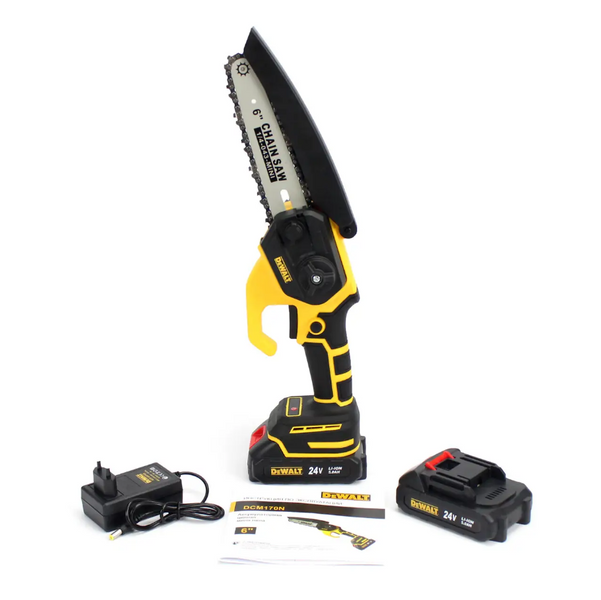Аккумуляторная мини пила DeWalt DCM170N (24V, 5AH, шина 15 см) с бесключевой натяжкой цепи DCM170N  фото
