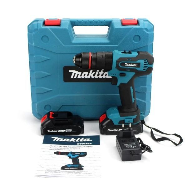 Ударный шуруповерт Makita DTW484 (24V, 5Ah) с набором инструментов. АКБ шуруповерт Макита DTW484 фото