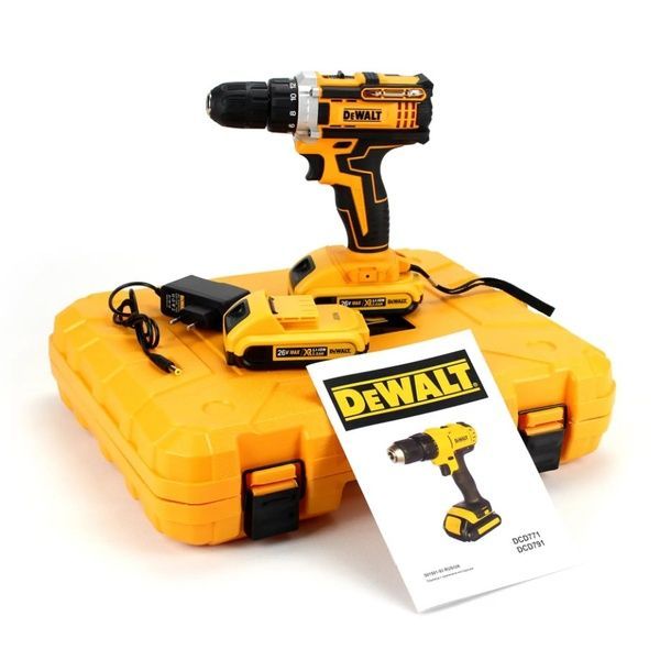 Шуруповерт DeWALT DCD771 (26V, 5AH) з великим набором інструментів. Дриль Деволт DCD771 26V, 5AH фото