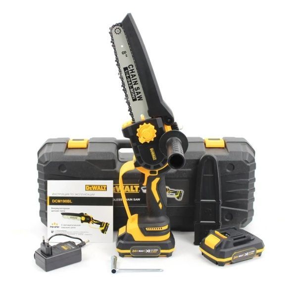 Аккумуляторная щеточная мини-пила DeWalt DCM190BL (24V, 5Аh, шина 20 см) с индикатором заряда 65565 фото