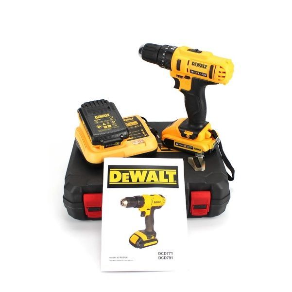 Ударний шуруповерт DeWALT DCD791 (24V, 4AH) з набором інструментів. Акумуляторний шуруповерт Деволт 0632 фото
