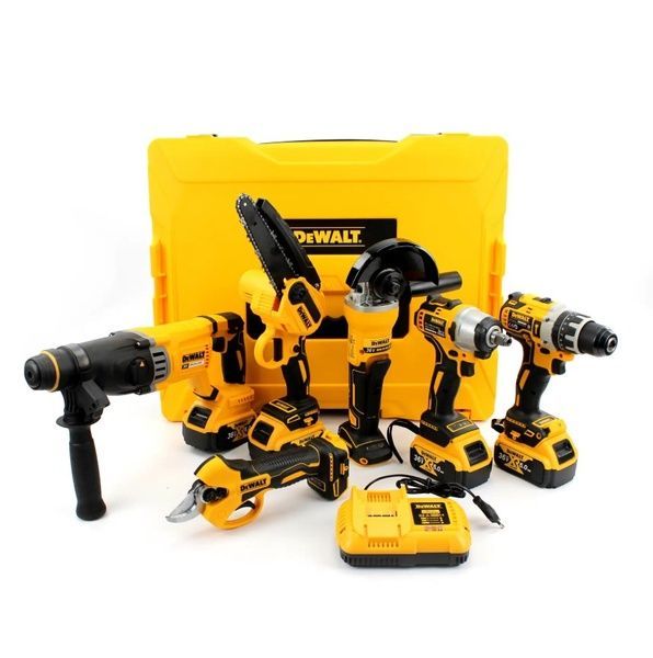 Набір 6в1 АКБ DeWalt 36V (Перфоратор + Ударний шуруповерт + КШМ + Гайковерт + Секатор + Міні-пила) 45543 фото