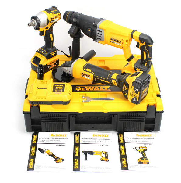 Набір 3в1 АКБ DeWalt 36V (Перфоратор DCH263 + Болгарка DCG413 + Гайковерт DCF922) Набір 3в1 Девольт D32-567 фото