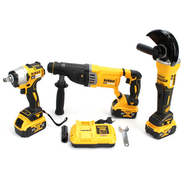 Набір 3в1 АКБ DeWalt 36V (Перфоратор DCH263 + Болгарка DCG413 + Гайковерт DCF922) Набір 3в1 Девольт D32-567 фото