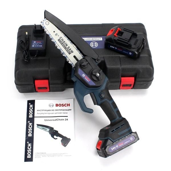 Аккумуляторная мини-пила Bosch UniversalChain 24 (24V, 4Аh) АКБ веткорез Бош / Шина 15см Bosch UniversalChain фото