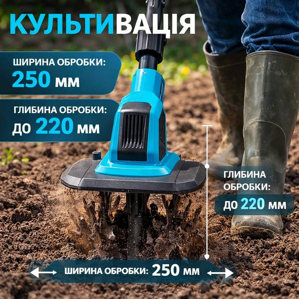 Акумуляторний культиватор Makita (48V, 6AH) Культиватор АКБ Макіта 3525 фото