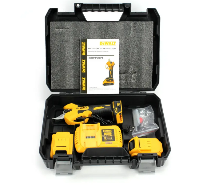 Акумуляторний секатор DeWalt DCMPP550P1 (24V, 5AH), АКБ секатор Девольт DeWalt DCMPP550P1  фото
