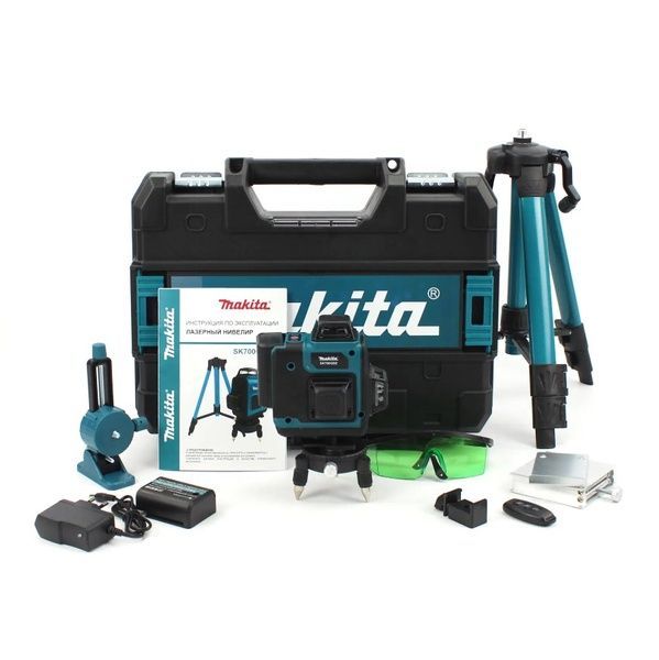Акумуляторний лазерний нівелір Makita SK700GDZ 3D-4D рівень (3.7V, 5AH). АКБ рівень зі штативом Макіта SK700GDZ фото