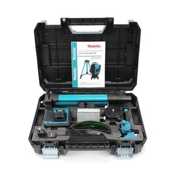 Акумуляторний лазерний нівелір Makita SK700GDZ 3D-4D рівень (3.7V, 5AH). АКБ рівень зі штативом Макіта SK700GDZ фото