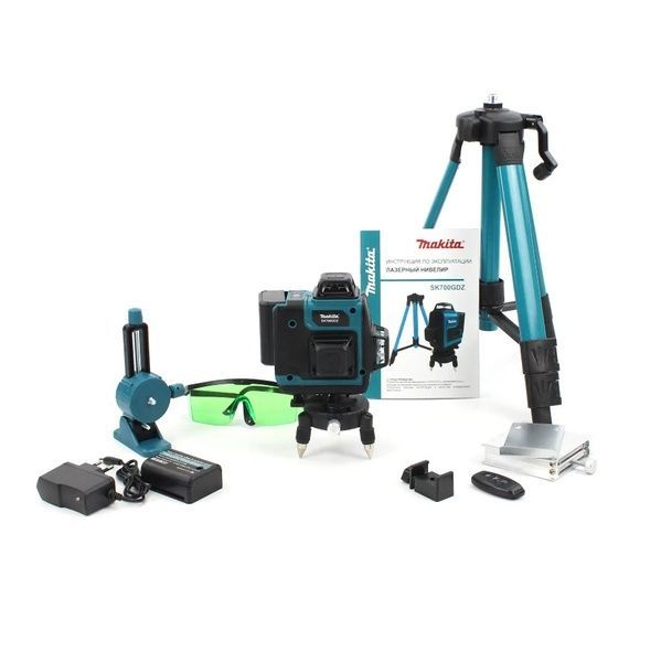 Акумуляторний лазерний нівелір Makita SK700GDZ 3D-4D рівень (3.7V, 5AH). АКБ рівень зі штативом Макіта SK700GDZ фото