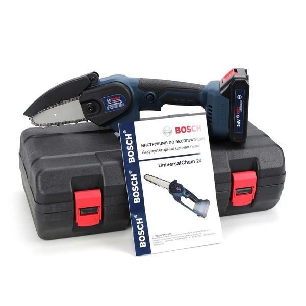 Акумуляторна міні-пила Bosch UniversalChain 24 (24V, 4Аh) АКБ гілкоріз Бош / Шина 10см Bosch UniversalChain 10см фото