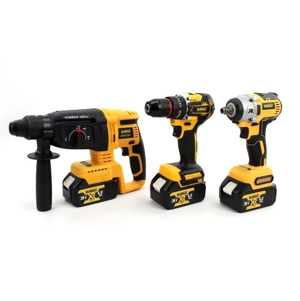 Набір 6в1 АКБ DeWalt 36V (Шуруповерт, Гілкоріз, Болгарка, Перфоратор, Гайковерт, Циркулярна пила) 455431 фото