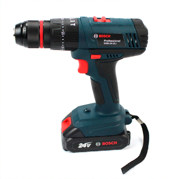 Ударний шуруповерт Bosch GSB 24-2LI (24V 5Ah) з набором інструментів. Шуруповерт Bosch GSB-24-2Li фото