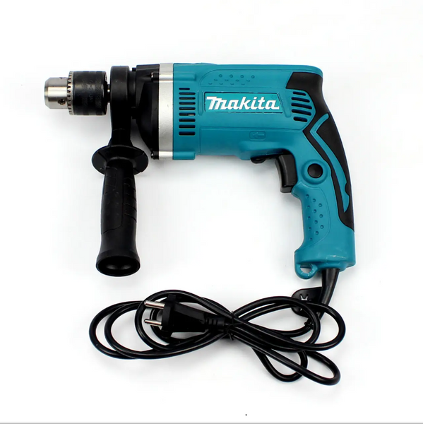 Ударный дрель MAKITA HP1630 (710 ВТ, 0-3200 ОБ./МИН.) с набором сверл, бит, камней. Ударная дрель МАКИТА Ш02-009 фото