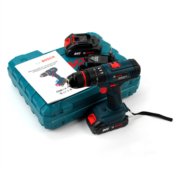 Ударний шуруповерт Bosch GSB 24-2LI (24V 5Ah) з набором інструментів. Шуруповерт Bosch GSB-24-2Li фото