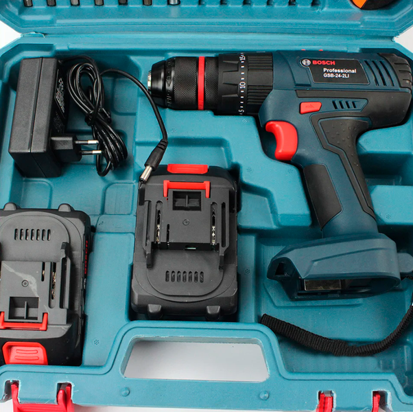 Ударний шуруповерт Bosch GSB 24-2LI (24V 5Ah) з набором інструментів. Шуруповерт Bosch GSB-24-2Li фото
