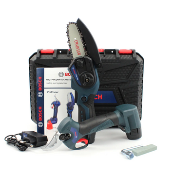 Аккумуляторный набор 2в1 Bosch (мини-пила BGW140N + секатор ProPruner ) АКБ набор 2в1 Бош B23-6872 фото