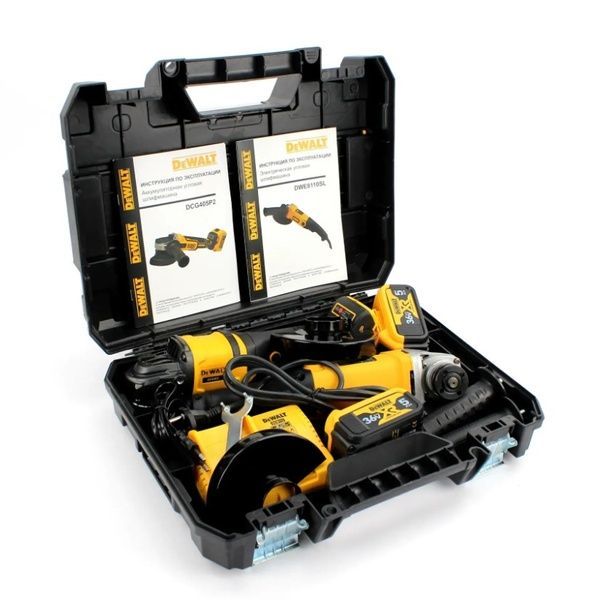 Набір 2в1 DeWalt АКБ болгарка DCG405 (36V, 5AH) + Мережева болгарка DWE8110S (&Oslash;125мм) Набір 2в1 Деволт 37663 фото
