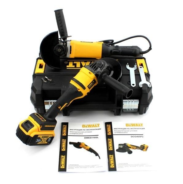 Набір 2в1 DeWalt АКБ болгарка DCG405 (36V, 5AH) + Мережева болгарка DWE8110S (&Oslash;125мм) Набір 2в1 Деволт 37663 фото