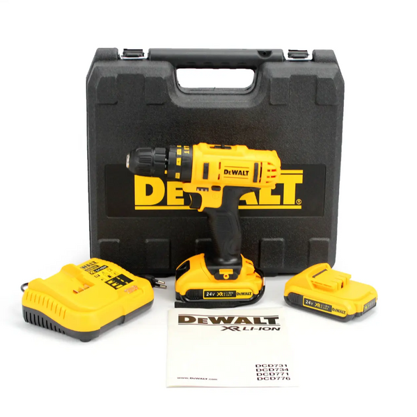 Ударний шуруповерт DeWALT DCD771 (24V, 5AH) із набором інструментів. АКБ шуруповерт Деволт DeWALT DCD771 фото